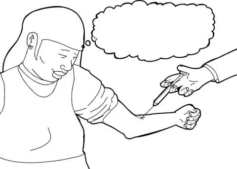 Woman Thinking About Injection Stock Illustration