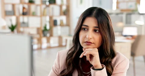 Woman, thinking and computer in office for networking, small business expansion Stock Footage 324151816