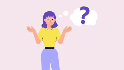 Woman thinking and looking for answer. shrugs her shoulders animation Stock Footage 168183145