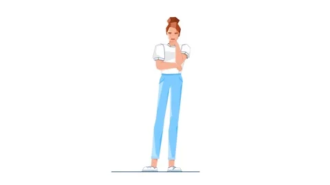 Woman Thinking and Looking Down 2D Animation Video stock 277486842
