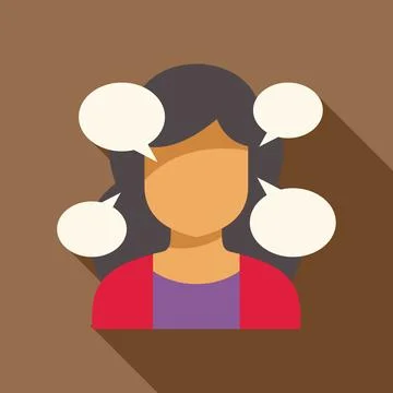 Woman thinking with empty speech bubbles representing thoughts and ideas Stock Illustration