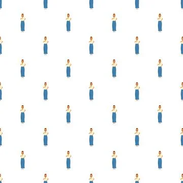 Woman thinking pattern seamless repeating background wallpaper Illustrazione stock