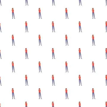 Woman thinking pattern on seamless white background Stock Illustration