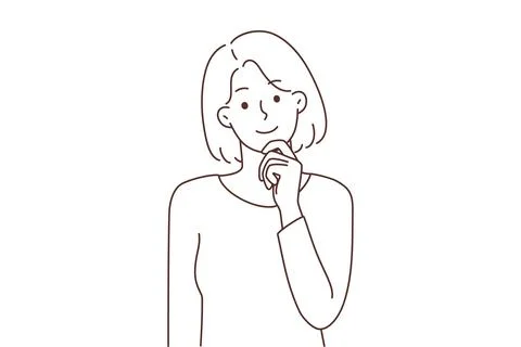 Woman thinking of problem solution Stock Illustration