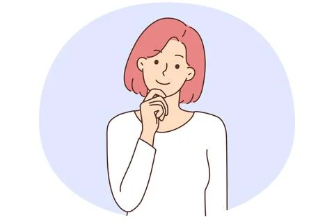 Woman thinking of problem solution Stock Illustration