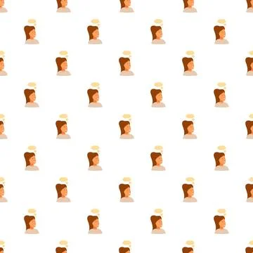 Woman thinking process seamless repeating pattern background 스톡 일러스트