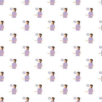 Woman thinking question mark concept seamless pattern 스톡 일러스트