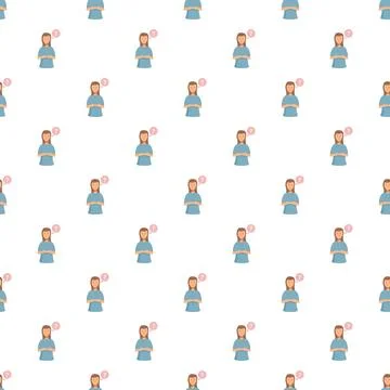 Woman thinking question mark seamless pattern background Illustrazione stock