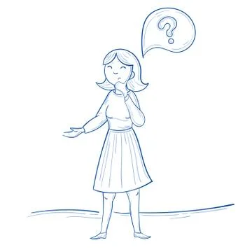Woman is thinking. Question mark thought Stock Illustration