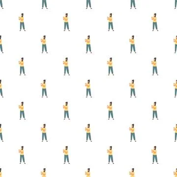 Woman thinking seamless pattern asking questions concept 스톡 일러스트