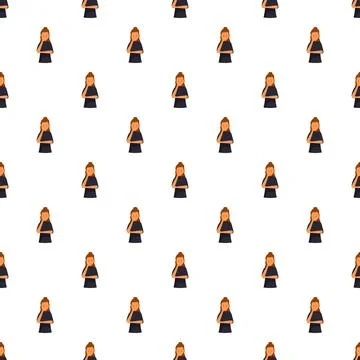 Woman thinking seamless pattern for contemplation and problem solving 스톡 일러스트