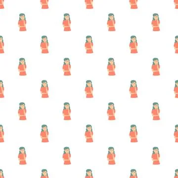 Woman thinking seamless pattern for decision making background イラスト素材