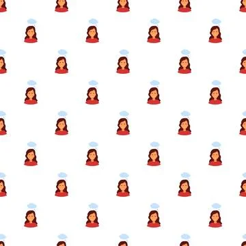 Woman thinking seamless pattern with thought bubble Stock Illustration