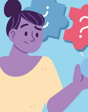 Woman thinking, solving idea Stock Illustration
