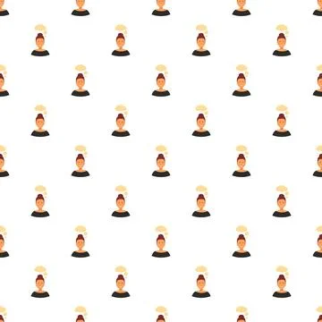 Woman thinking with thought bubble seamless pattern イラスト素材