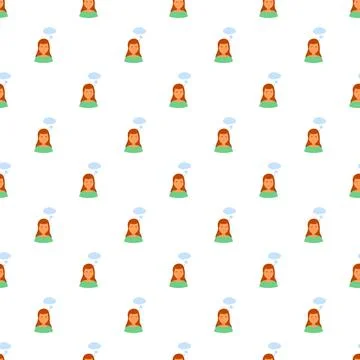 Woman thinking thought bubble seamless pattern illustration Stock Illustration