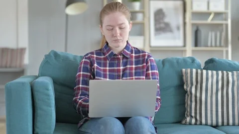 Woman thinking While Working on Laptop Stock Footage 114791830
