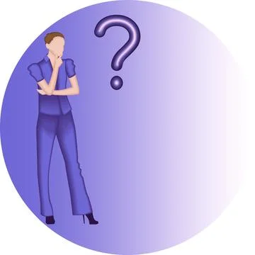 A woman thinks about problems and questions. 2D Stock Illustration