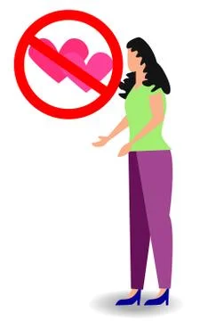 Woman thinks she does not want love, denial of love Stock Illustration