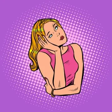 The woman thought, quiet reflection Stock Illustration