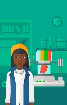 Woman with three D printer Stock Illustration