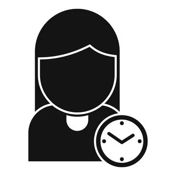 Woman time task icon simple vector. Work clock イラスト素材