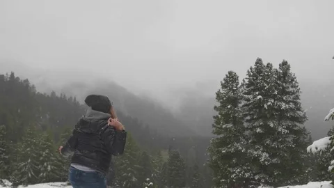 Woman on Top of the Mountain Stock Footage