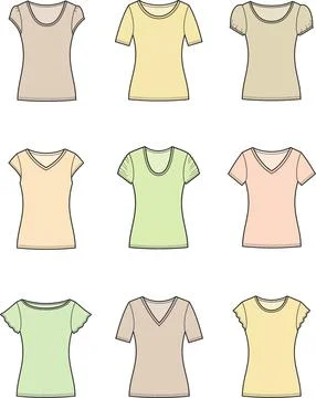 Woman top set. Technical vector illustration. Illustrazione stock