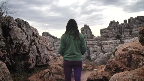 Woman in Torcal Vídeos de archivo 276069996