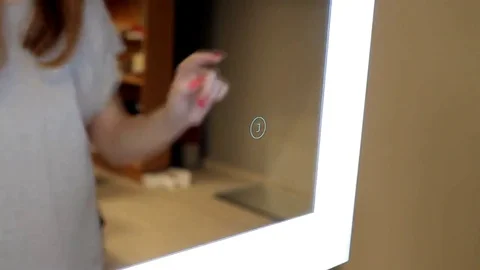Woman touch the neon button Video stock 69147223