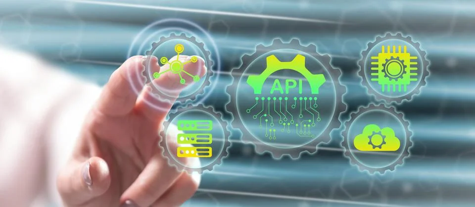 Woman touching an api concept 写真素材