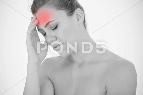 Woman Touching Head In Pain