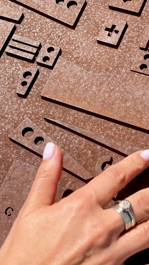 Woman Touching Rusty Metal Map Close Up Vertical Stock Footage 340902834