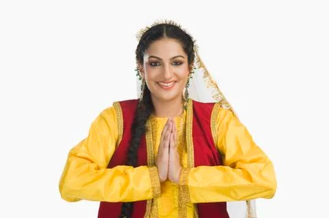 woman traditional punjabi dress greeting photo 030303774 iconl nowm