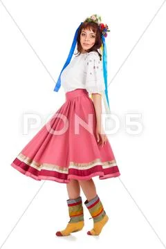 Woman in traditional ukrainian costume Stock Photos