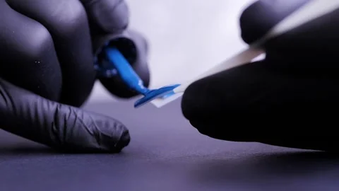 Woman training to do manicure using false nails. Stock Footage 123218267