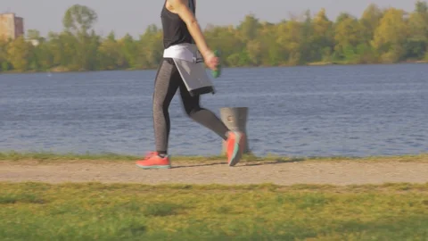 Woman training by walking Stock Footage 88911071