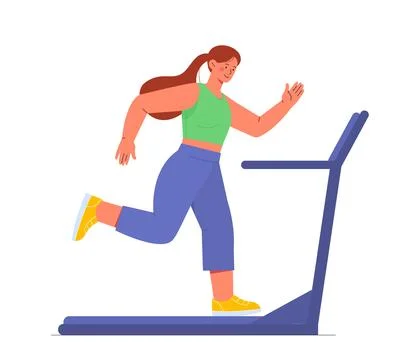 Woman at treadmill vector concept Stockillustratie