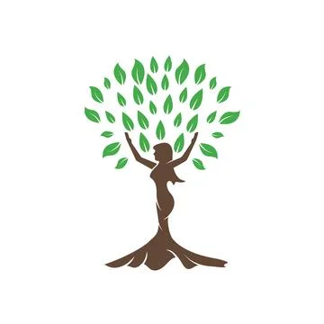 Woman tree icon vector concept design template Illustrazione stock