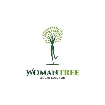 Woman Tree Icon Vector Logo Template Illustration Design Stock Illustration