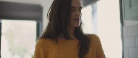 A woman trying to calm down after big fight with her boyfriend, feeling upset Stock Footage 132365407