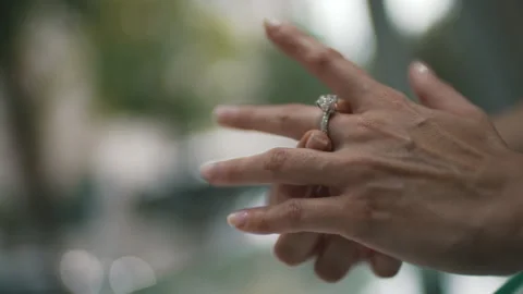 Woman trying on a ring close-up Stock Footage 169622283