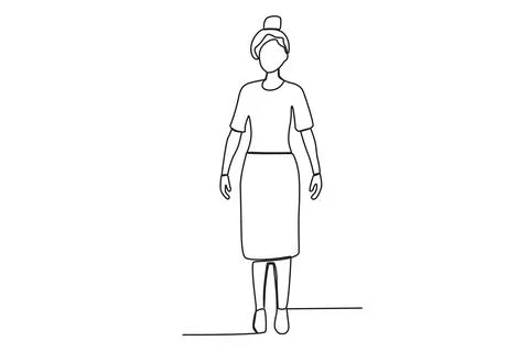 A woman turning a complete angle Stock Illustration