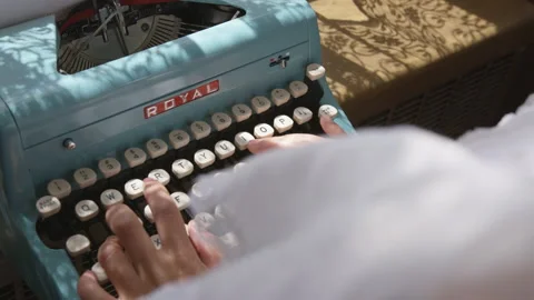 Woman Types On Typewriter In Day Stock Footage 208752832