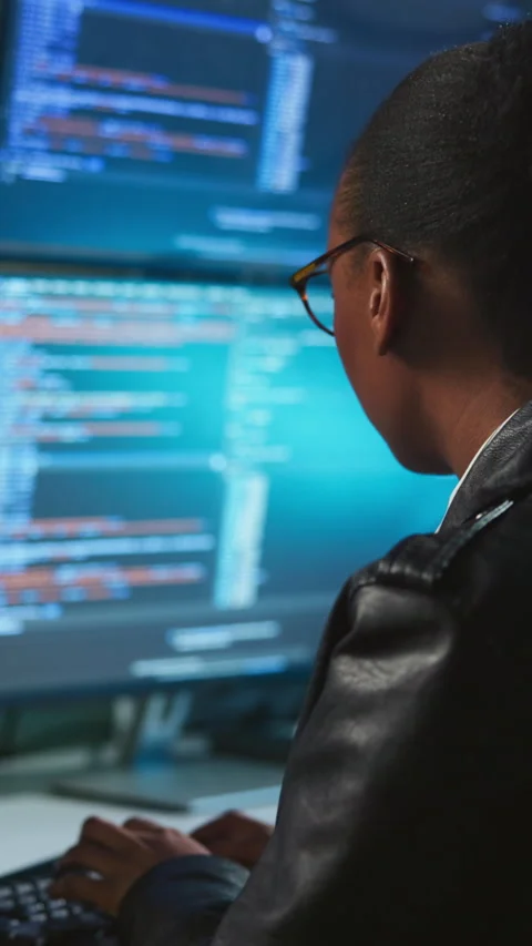 Woman, typing and programming with computer screen in office for research Stock Footage 333677128