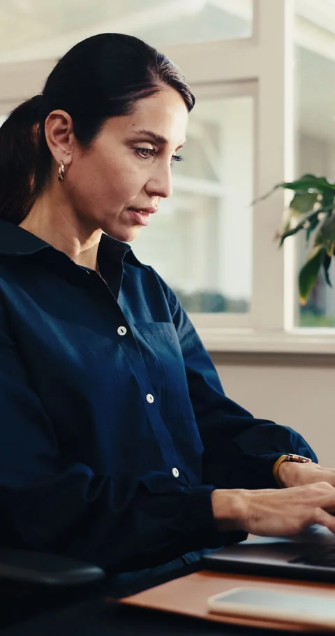 Woman, typing and remote work in apartment with laptop, draft financial Stock-Footage 342315556