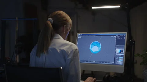 Woman Typing and using Computer Design Software Stock Footage 262323838