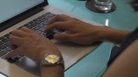 WOMAN TYPING ON COMPUTER Stock Footage 74431652