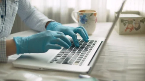 Woman typing on a computer Stock Footage 126818437