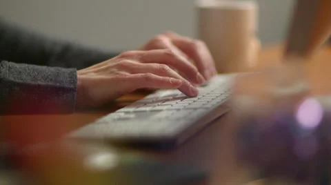 Woman Typing Computer Keyboard 2 Stock Footage 33288069